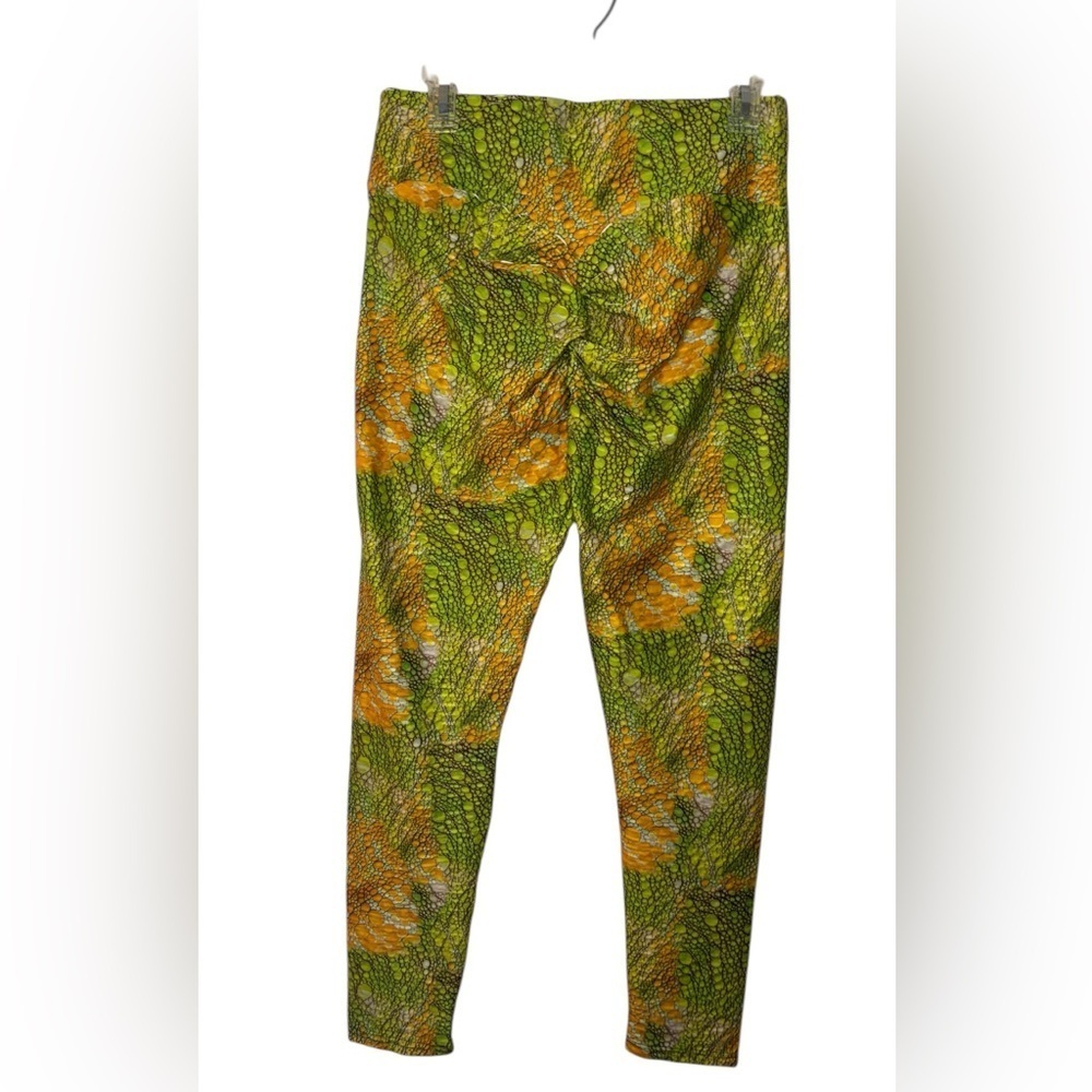 Vibrant Green and Orange Patterned Leggings with Booty Scrunch size XL - Picture 2 of 5